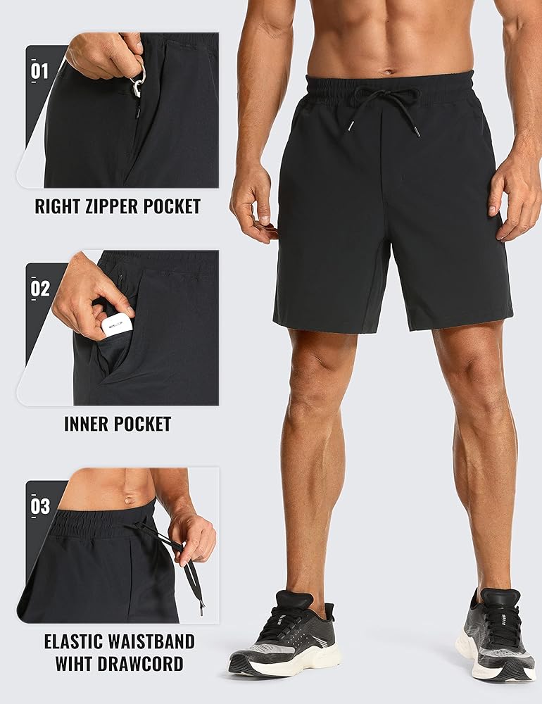 CRZ YOGA Men's Linerless Workout Shorts - 7'' Quick Dry for